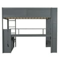thumbnail image 5 of Euroco Wood Full Size Loft Bed Frame, Gaming Bed with Desk and Shelves, USB Charging Station and LED Light for Kids Teens, Dark Gray, 5 of 16