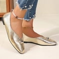 thumbnail image 4 of IEMIEMIEM Women's Metal Buckle Mary Jane Shoes Soft Leather Comfortable Ballet Flats Shoes Square Toe Casual Fashion Versatile Daily Wear Gold 7 Wide, 4 of 9