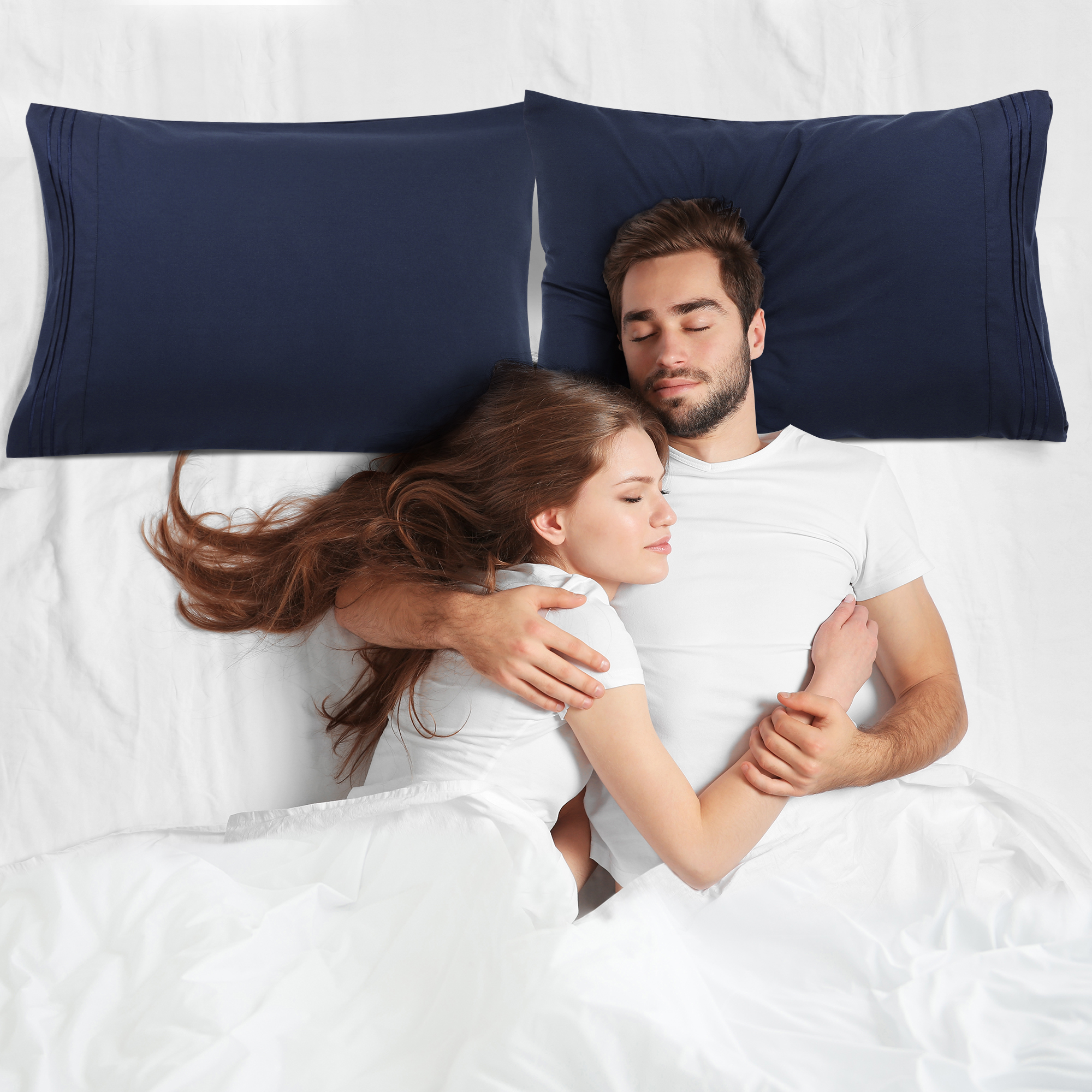 Unique Bargains Polyester Soft Pillowcases 2 Pcs Envelop 20"x26" Navy
