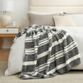 thumbnail image 6 of Queen Size Bed Blanket Stripe Black, Super Soft Warm Bedding Blankets Cozy Knit Fuzzy Plush Blankets for Bed, Living Room, Stripe Black, Queen 90"x90", 6 of 14