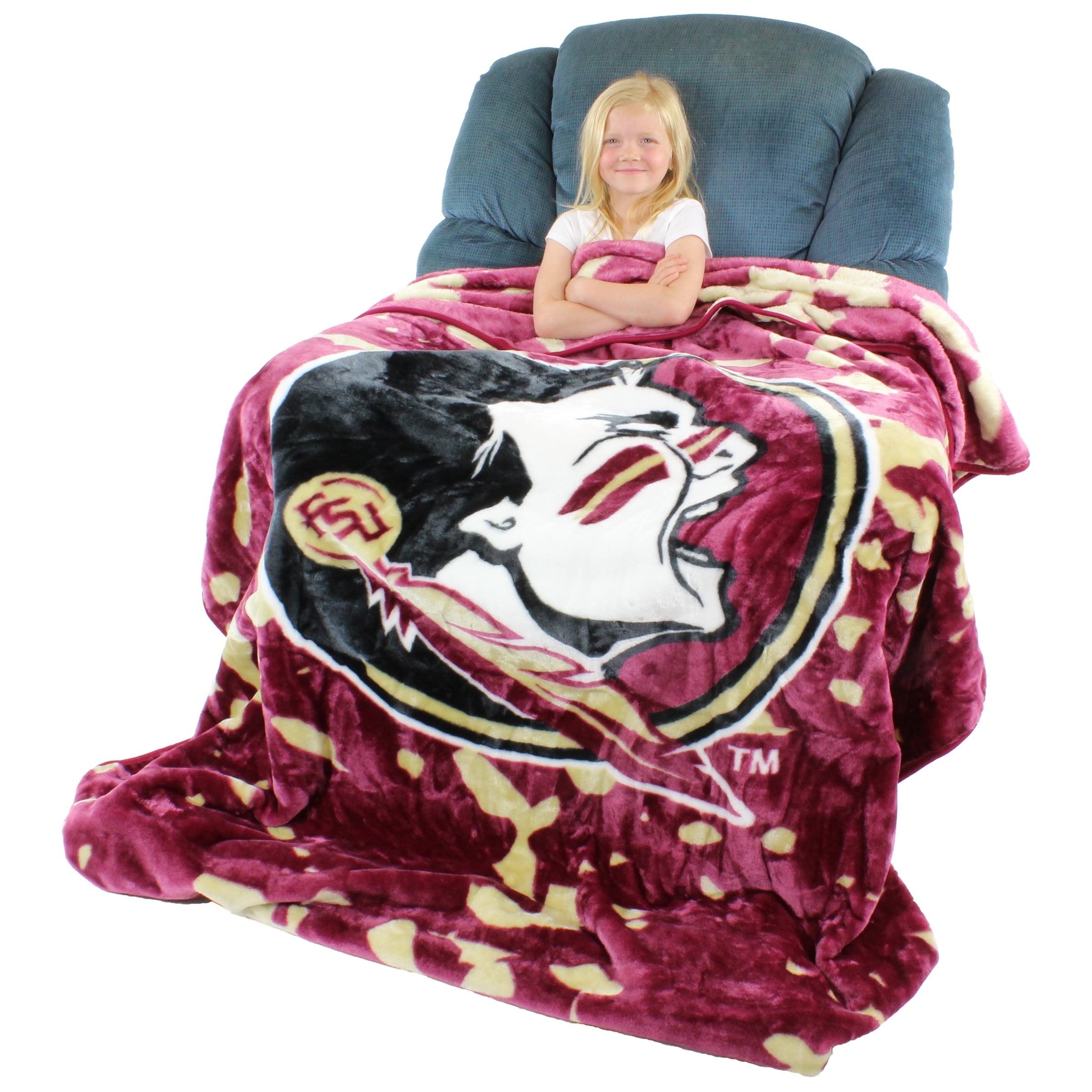 College Covers Florida State Seminoles Huge Raschel Throw Blanket, Bedspread, 86" x 63"