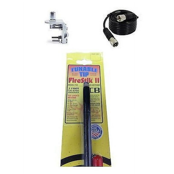 NEW FIRESTIK 2 FS3 B 3FT BLACK CB ANTENNA, 18FT COAX, BRACKET & STUD