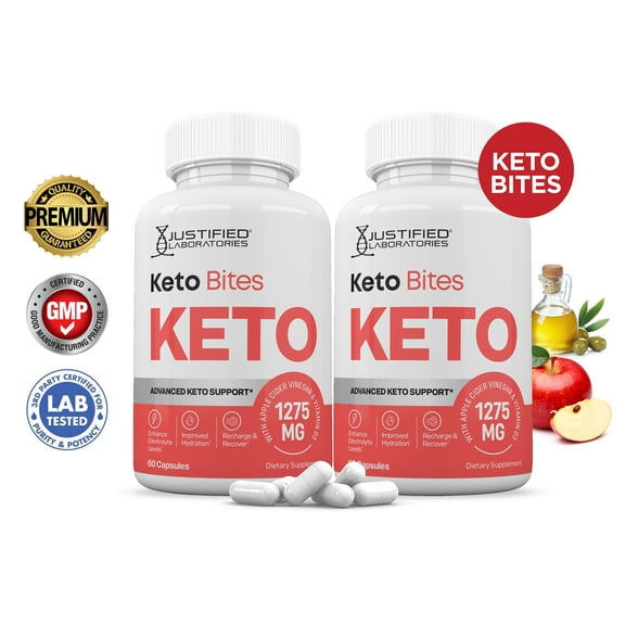 (2 Pack) Keto Bites ACV Pills 1275mg Alternative to Gummies Dietary Supplement 120 Capsules