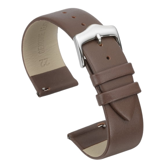 Uxcell 22mm Brown Genuine Leather Watch Bands with Silver Buckle for Men Women