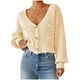 thumbnail image 2 of Suéter de cuello en V para mujer, suéter informal, tops, cuello en V alto, manga larga, abrigo con botones, chaqueta, blusa de punto, tops acrílicos para mujer, 2 of 6