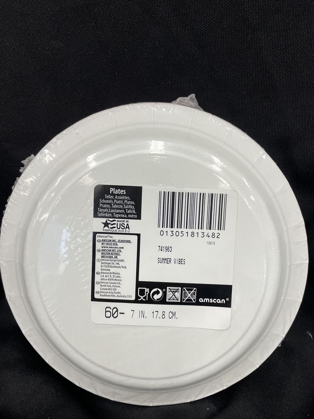 Amscan Summer Vibes Paper Plates, 7", Multicolor, Pack Of 60 Plates