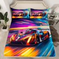thumbnail image 2 of Manfei Racing Car Twin Sheet Sets,Speed Sport Twin Fitted Sheet,Purple Orange Blue Flat Sheet For Boys Teens,Super Cozy Room Decor,3-Piece, 2 of 7