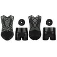 thumbnail image 3 of SiiRoh 2Pcs Gymnastics Leotard for Girls Sleeveless Tumbling Dance Biketard with Metallic Shorts Set Black&Silver 12, 3 of 4