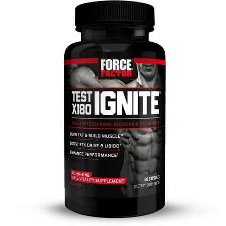 Force Factor Test X180 Ignite Testosterone Booster Fat Burner with Fenugreek, EGCG Green Tea Extract, Horny Goat Weed, 60 (Best Testosterone Booster 2019)