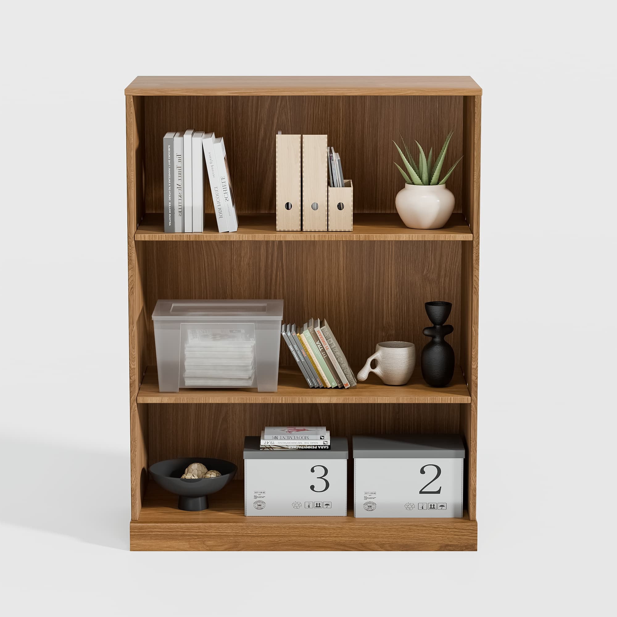 MAYEERTY 41"×31"×16" Natural Wood-Grain Storage Cabinet - Doorless Design, Roomy for Entryway Organizing