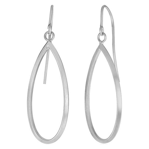 14k White Gold Earrings with Polished Open Teardrop Dangles