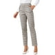 thumbnail image 1 of Pantalones de tartán de mujer Inspire Chic, elásticos, de cintura alta, rectos y largos, color beige, 1 of 6