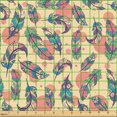 thumbnail image 2 of Ambesonne Aztec Fabric by the Yard Upholstery, Colorful Feathers Circles Art, 1 Yard, Salmon and Dark Indigo, 2 of 5