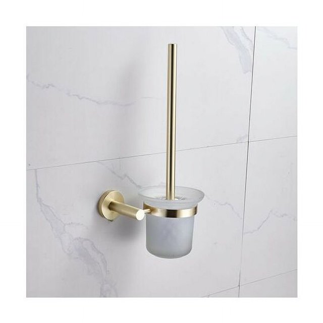 Cepillo de limpieza de inodoro Soporte para inodoro Cepillo Estante de baño de pared de acero inoxidable cepillado dorado Accesorios de baño Cepillo de inodoro Accesorios de baño