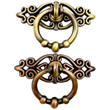 2 Pcs Poignée de Tiroir Vintage en Alliage de Zinc Poignées de Tiroir Poignées de Tiroir Poignées Accessoire pour Armoire Garde-Robe (Bronze Vert + Bronze Rouge)
