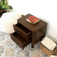 thumbnail image 4 of Stan Mid Century Solid Wood Walnut Nightstand Bed Side Tables with 2 Drawers, 4 of 6