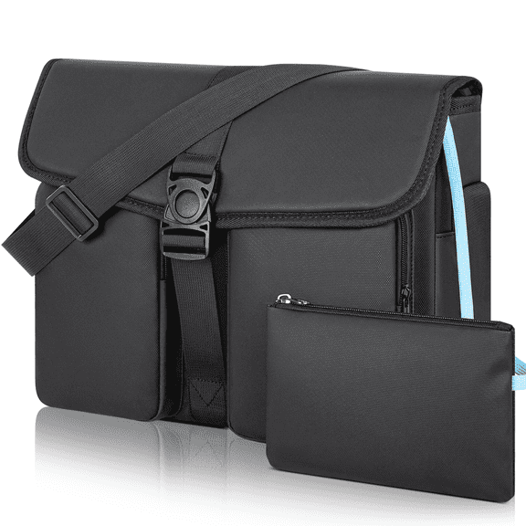 15.6 Inch Water Resistant Laptop Bag for Men, Professional Messenger Briefcase with Adjustable Strap, Padded Computer Case for Travel Office School, Black