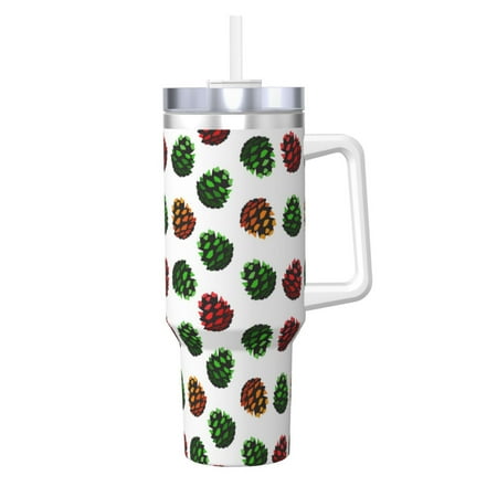 

Matuu Colorful Autumn Pinecones for 40OZ Ice Cup with Handle Durable Thermal Cups Keep Drinks Cold and Hot Insulated Car Mug with Lid