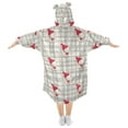 thumbnail image 2 of Gray Plaids Mouse Dress in Christmas Flannel Wearable Blankets Hooded Design Long Sleeves Wrap Unisex for 3T-14Y S, 2 of 7