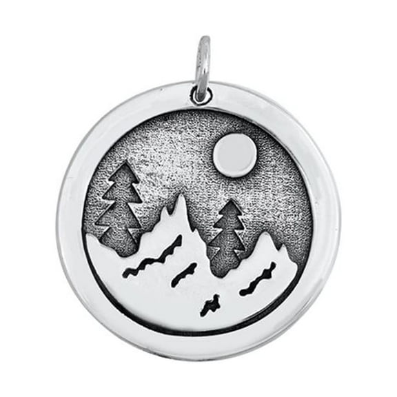 Sterling Silver Mountain Range Pendant Nature Hiking Camping Medallion Charm 925 Jewelry Female