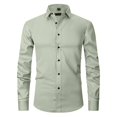 thumbnail image 2 of Hogleaql Men's Long Sleeve Button Down Shirts Trendy Wrinkle Free Stretch Collared Shirt Formal Business Wedding Comfy Light Gray 3XL, 2 of 4