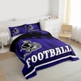 thumbnail image 3 of jejeloiu American Rugby Games Queen Comforter Set,Purple Black Bedding Comforter Set For Football Lover Reversible 3-Piece, 3 of 8