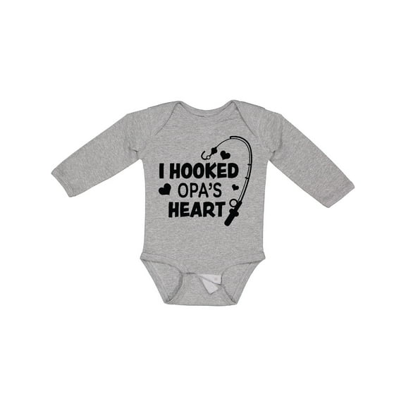 Inktastic I Hooked Opa's Heart with Fishing Rod Boys or Girls Long Sleeve Baby Bodysuit