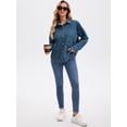 thumbnail image 3 of DARING DIVA Women's Long Sleeve Button Down Pockets Western Denim Jacket L Dark Blue, 3 of 7