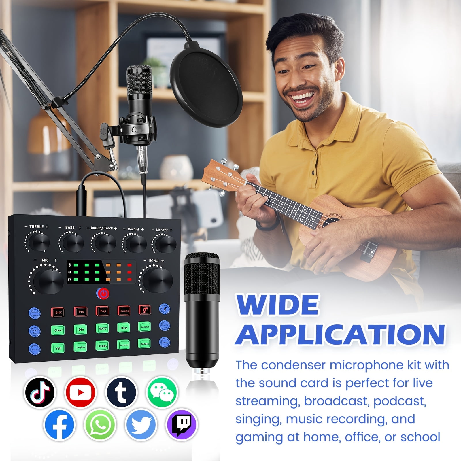 Home Studio Recording Kit Podcast Music Mixer Equipment Condenser Microphone Set