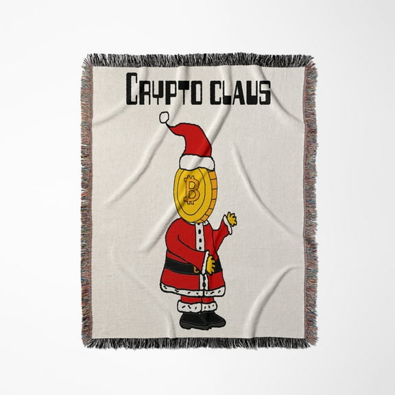 Cute Funny Bitcoin Santa Crypto Christmas Cryptocurrency, Woven Blanket