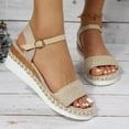 thumbnail image 2 of JeashCHAT Women's Platform Wedge Sandals Open Toe Buckle Ankle Strap Espadrilles Summer Sandals Casual Womens Shoes, 2 of 7