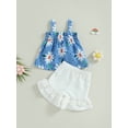 thumbnail image 4 of Bagilaanoe 2pcs Toddler Baby Girl Short Pants Set Floral Sleeveless A-Line Vest Tops + Shorts 12M 18M 24M 3T 4T 5T Kid Casual Summer Outfits, 4 of 7