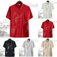 thumbnail image 6 of Mens Chinese Clothing Top Mandarin Collar Short Sleeve Embroidery Dragon Shirt, 6 of 9