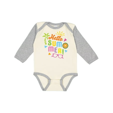 

Inktastic Hello Summer with Sunshine and Palm Tree Gift Baby Boy or Baby Girl Long Sleeve Bodysuit
