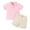 Pink, variant on BULLPIANO Toddler Boy Summer Outfits Short Sleeve Button Up Cotton T-Shirt Top & Shorts Set Baby Boy Clothes