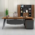 thumbnail image 3 of Modern Computer Office Desk Single Drawers Wood Designer Professional Desk Tables Studio Mesa Para Computador Home Furniture My Lux Decor Round, 3 of 11