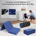 thumbnail image 4 of Folding Camping Cot with Memory Foam Mattress, 900LBS Capming Cots for Adults, Oversized 32" W Sleeping Cot with Carring Bag, Portable Folding Bed Cots for Capming, Hiking, Indoor Use - Blue, 4 of 6
