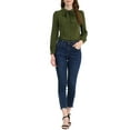 thumbnail image 2 of CAMISA DE BOTONES PARA MUJERES INSPIRE CHIC CON COLLAR PETER PAN Y NUDO PARA TRABAJO TALLA XL VERDE OLIVA, 2 of 7