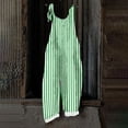 thumbnail image 6 of Summer Jumpsuits For Women 2026 Striped Adjustable Strap Overalls Loose Fit Wide Leg Baggy Jumpsuit With Cuffed Hem Casual Vintage Romper Green XL, 6 of 6