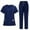 Dark Blue, variant on Womens Scrubs V Neck Short Sleeve Summer Tops & Pants, Quick Dry Moisture Wicking Womens Black Scrub Tops & Pants with Multi Pockets, Black M