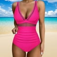 thumbnail image 4 of MSJUHEG High Cut Backless,Bandeau Bathing Suits,Womens Tankini Bathing Suits,One Piece Bathing Suit for Women,High Waisted Bathing Suit,Ruched Push Up Bathing Suit,High Cut Hot Pink XL, 4 of 8