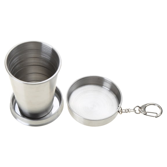 Dishes & Utensils Stainless Steel Folding Camping Cup with Lid Portable Reusable Drinking Mug for Survival Hiking