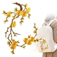 thumbnail image 2 of SMKE Yellow Cherry Blossom Embroidered Iron On Patch,Floral Sew On Applique for Backpack Jacket Jeans Bag,Decorative DIY Clothing Repair Patch with Easy Iron Backing, 2 of 4