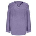 thumbnail image 6 of Diufon Women's Oversized Tops Soft Cotton Long Sleeve Button V Neck Loose Pullover Shirts Casual Basic Blouses, 6 of 6