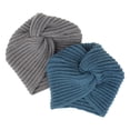 thumbnail image 1 of Sombrero de seto para mujer Sombrero para niñas Sombrero para mantenerse abrigado Moda Alta calidad Otoño Invierno Sombrero cruzado Lana Estilo musulmán Color puro 2 piezas (Gris claro+Azul) oso de fresa Electrónica, 1 of 5