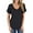 Black, variant on Womens Short Sleeves T Shirts Casual Loose V Neck Basic Tops Solid Pocket Ladies Summer Tops Size 4-22