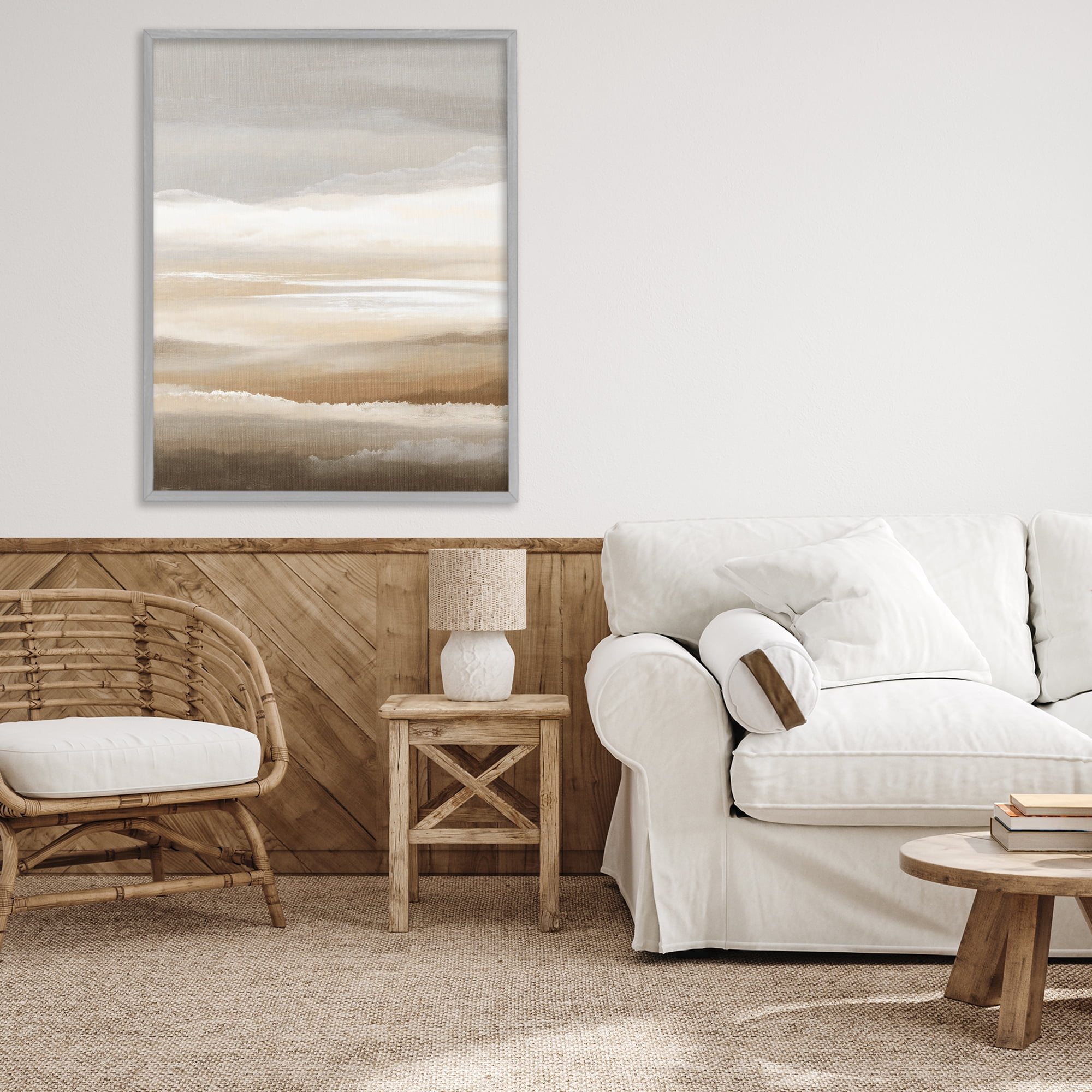 Stupell Industries The Horizon Serene Cloud Layers Gray Framed Giclee Art, design by Ink Drop Loft