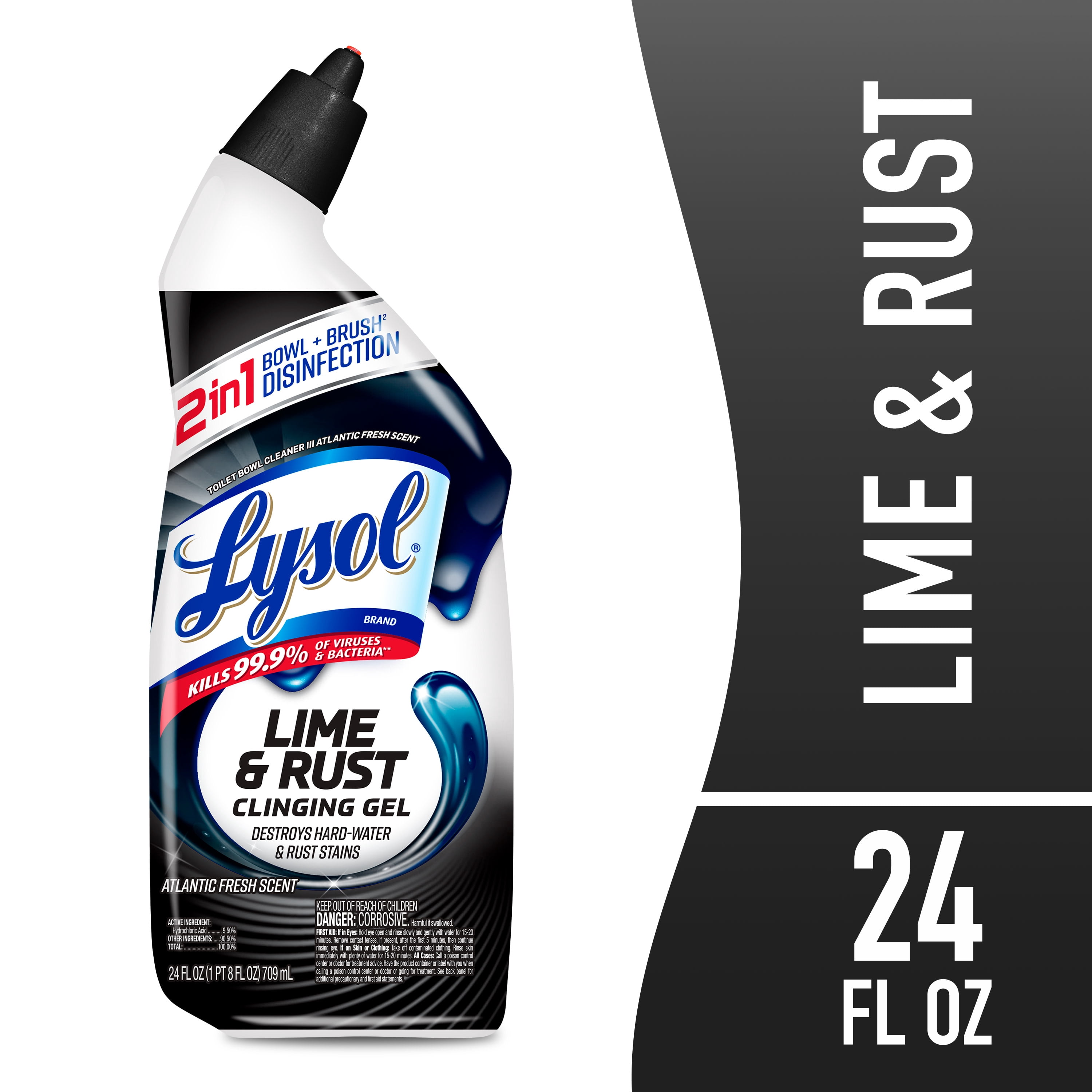 (6 pack) Lysol Toilet Bowl Cleaner Gel, Disinfecting Bathroom Cleaner and Toilet Bowl Stain Remover, Lime and Rust 24 fl oz