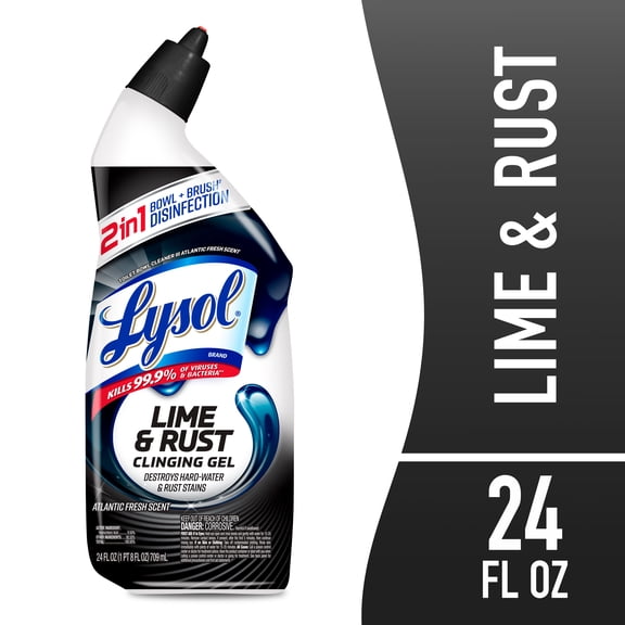 Lysol Toilet Bowl Cleaner Gel, Disinfecting Bathroom Cleaner and Toilet Bowl Stain Remover, Lime and Rust 24 fl oz
