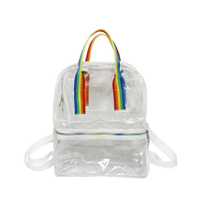 Mochila Mochila transparente para mujer Mochila impermeable con cremallera Mochila grande para estudiantes (blanco)